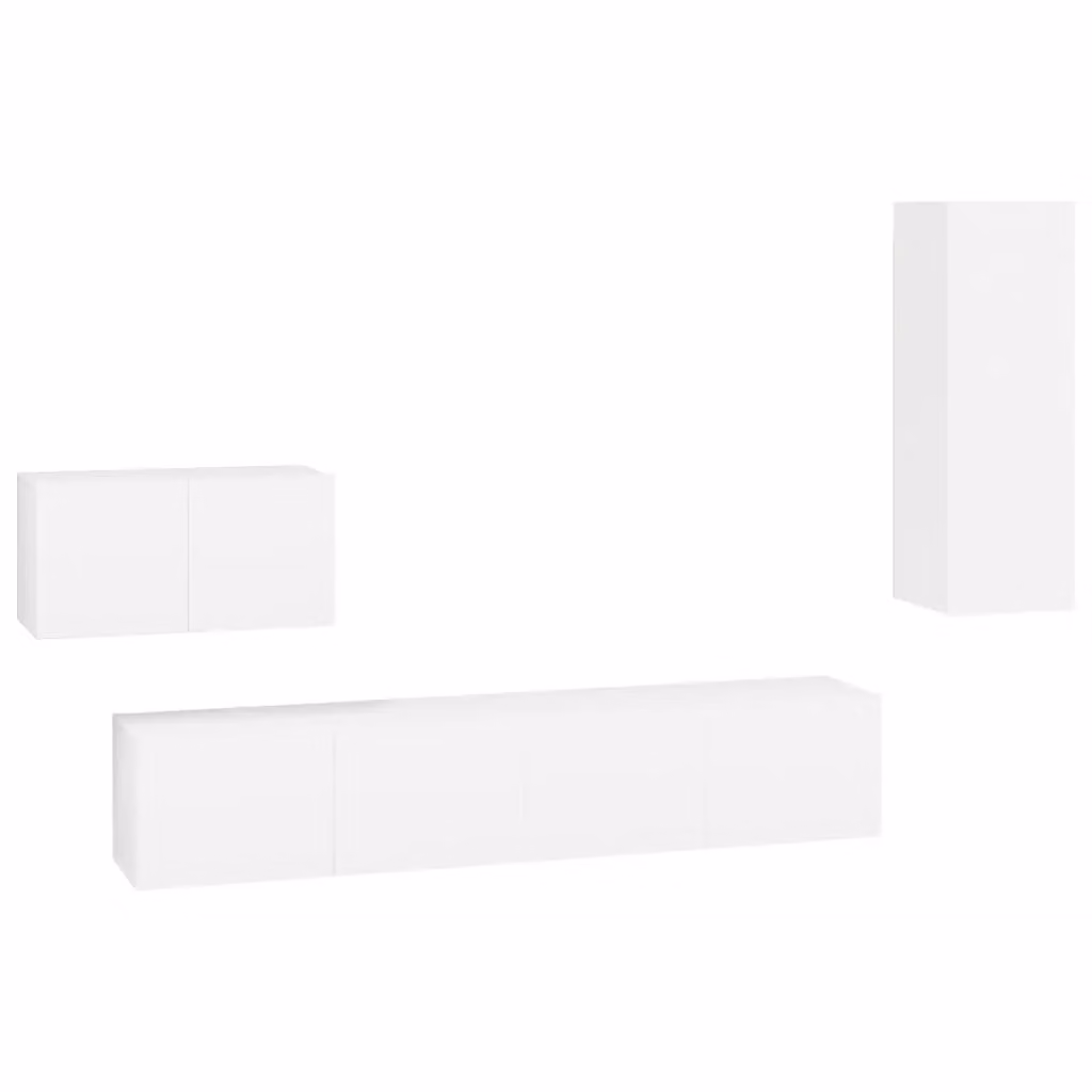 Berkfield Home 4 Piece Classic White Engineered Wood TV Cabinet Set – 2