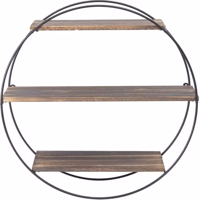 KORVIXA Large Vintage Brown Pine and Metal Wall Mounted Floating Shelves – 1