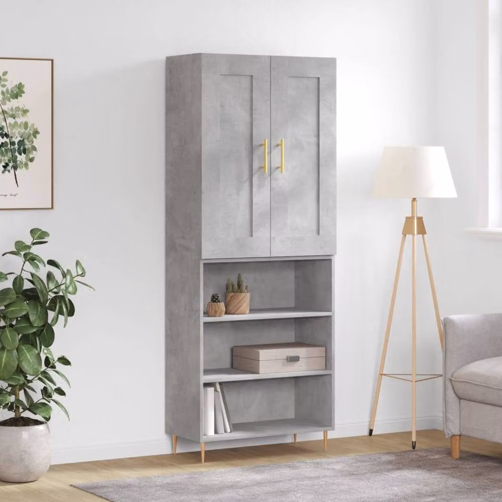 Berkfield Home Highboard in Concrete Grey, W/D/H: 69.5 x 34 x 180 cm – 2