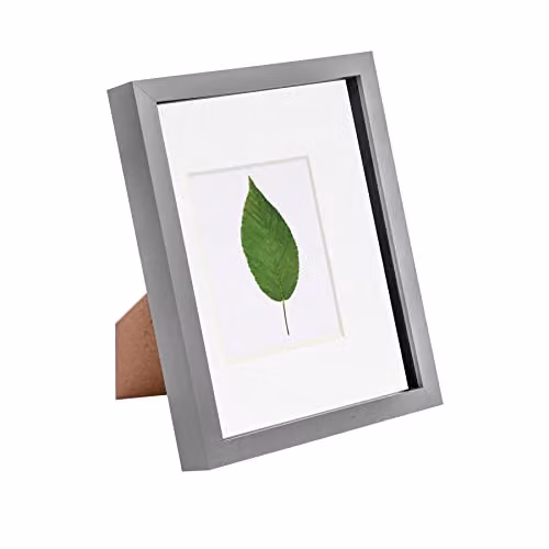Nicola Spring Modern Rectangular 3D Shadow Box Photo Frame in Grey with White 10 x 15 cm Mount