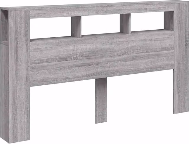 Berkfield Home LED Headboard in Grey Sonoma with Integrated Lighting and Shelf, W/D/H: 180 x 18.5 x 103.5 cm