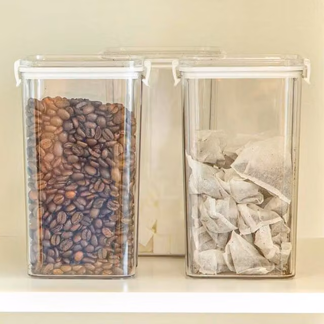 Argon Tableware Airtight and Leakproof Plastic Food Storage Container, 1.3 l, White and Transparent, Pack of 3