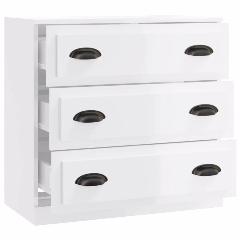 Berkfield Home High Gloss White Sideboard, W: 70 cm, D: 35.5 cm, H: 67.5 cm