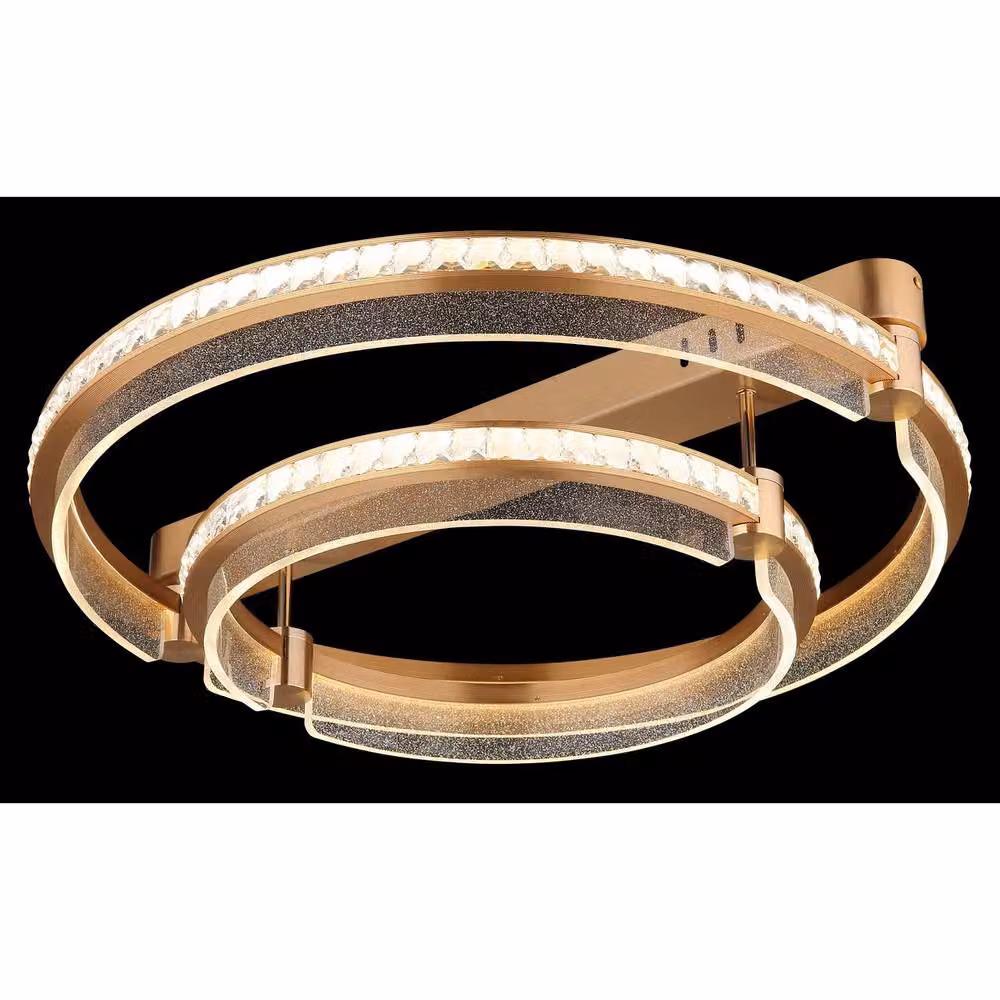 Netlighting Blondie Twin Ring Semi Ceiling Light in Gold/Brass with 2x Dimmable LED Bulbs – 2