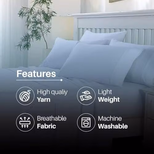 Night Zone White King Size Fitted Bed Sheet, 180 Thread Count Percale Cotton Rich, Non-Iron, 180 x 200 cm – 2