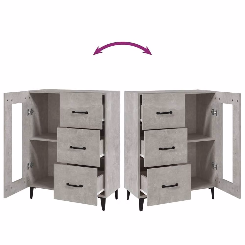 Berkfield Home Sideboard in Concrete Grey, W/D/H: 69.5 x 34 x 90 cm – 3