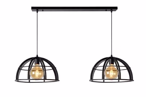 Lucide Dikra Dimmable Adjustable Industrial Bar Pendant Light, Black, W/D/H: 120 x 40 x 40 cm