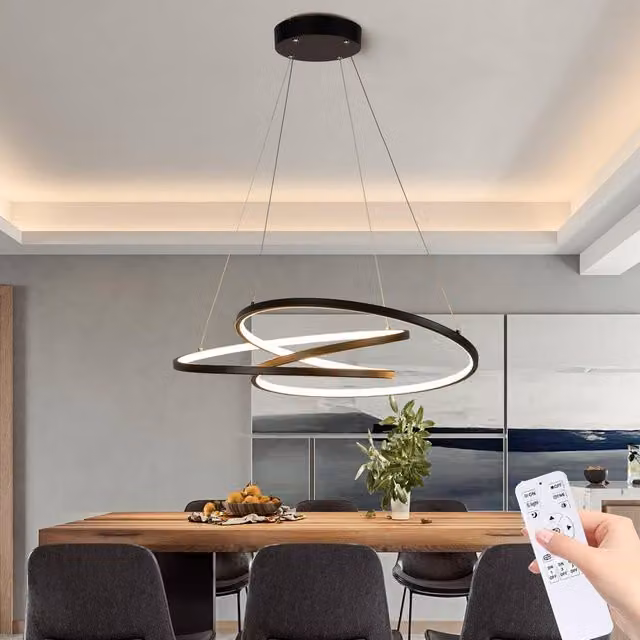 Garwarm 1 Dimmable LED Pendant Ceiling Light with Circular Geometric Design in Black