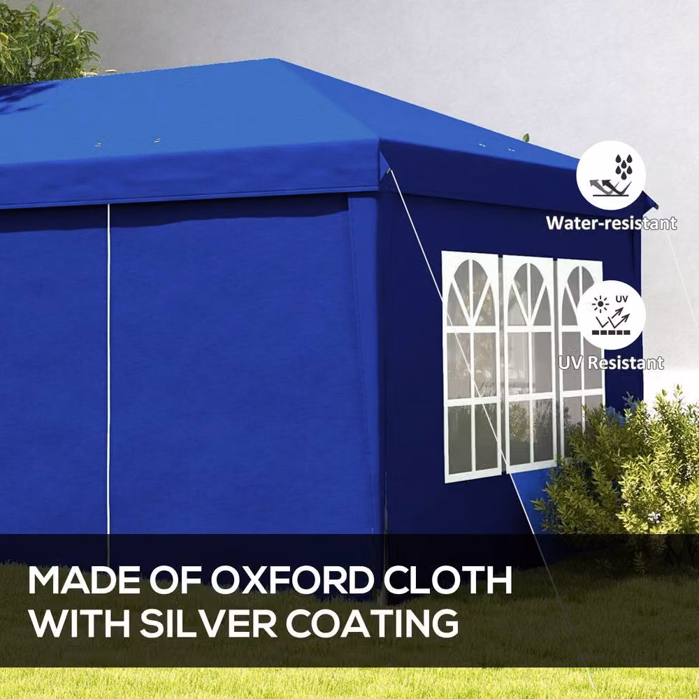 OUTSUNNY Blue Pop Up Gazebo Canopy Marquee with Carry Bag, W: 300 cm, D: 295 cm, H: 270 cm – 3