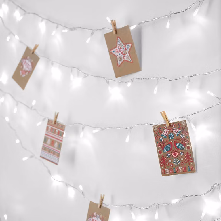 Lights4fun 100 White LED Fairy Lights on Transparent Cable