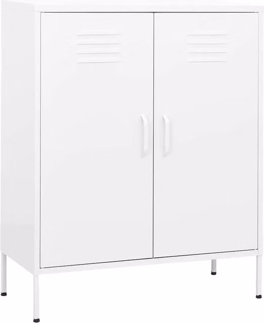 Berkfield Home Freestanding Steel Storage Cabinet in White, W/D/H: 80 x 35 x 101.5 cm