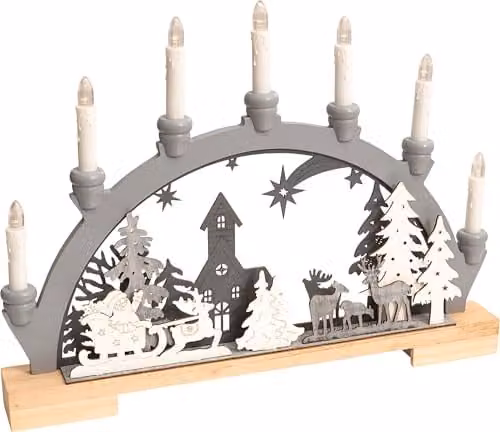 Netagon Battery Powered Wooden Festive Candle Bridge in Grey – 1