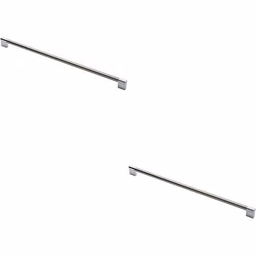 Loops 2 Pack Keyhole Bar Pull Handles in Satin Nickel and Chrome, W: 46 cm, H: 1.4 cm, Fixing Centres: 44.8 cm