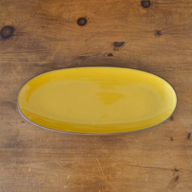 Dexam Sintra Glazed Terracotta Oval Serving Platter in Orange and Yellow