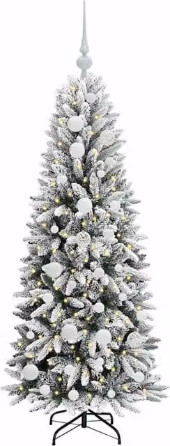 Berkfield Home Green Artificial Christmas Tree with 150 White LEDs, W/D/H: 53 x 53 x 120 cm