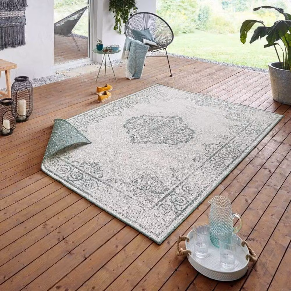 THE RUGS Cebu Reversible Indoor Outdoor Flatweave Polypropylene Rug in Green, W: 80 cm, L: 150 cm – 2