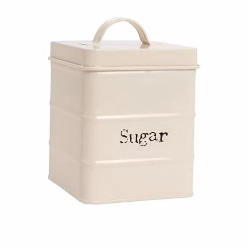Harbour Housewares Metal Sugar Storage Canister with Airtight Lid in Beige/White – 1