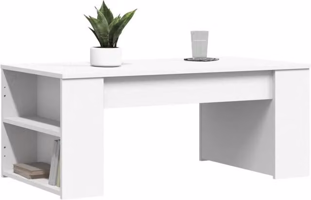 Berkfield Home Modern White Decorative Coffee Table in Engineered Wood, W/D/H: 102 x 55 x 42 cm