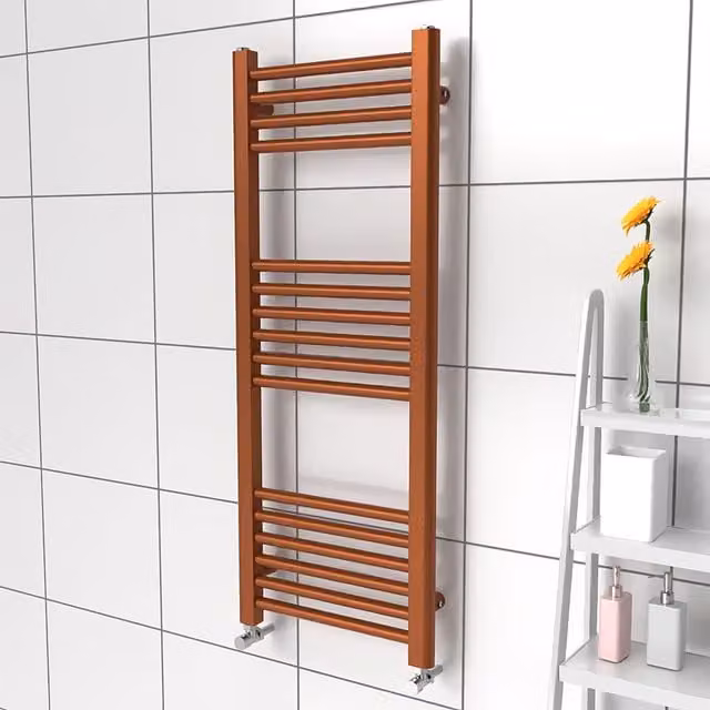 Lux Heat Wall Mounted Steel Towel Rail in Bronze, Height: 100 cm, Width: 40 cm