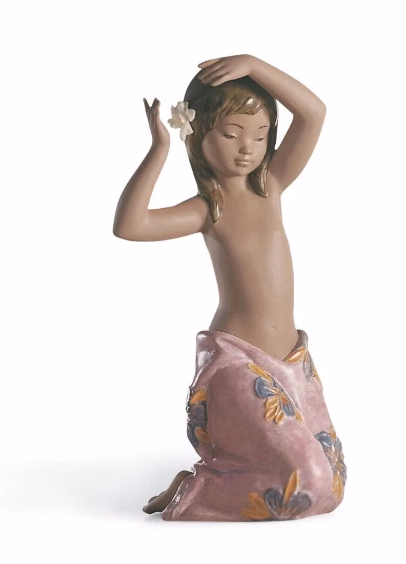 Lladró Tropical Flower Girl Porcelain Figurine in Pink and Multicolour