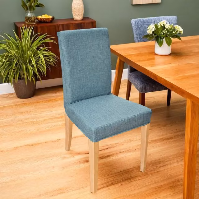 Gardenista Duckegg Blue Green Dining Chair Seat Slipcover Set of 6, Tailored Form Fitting Polyester Protector