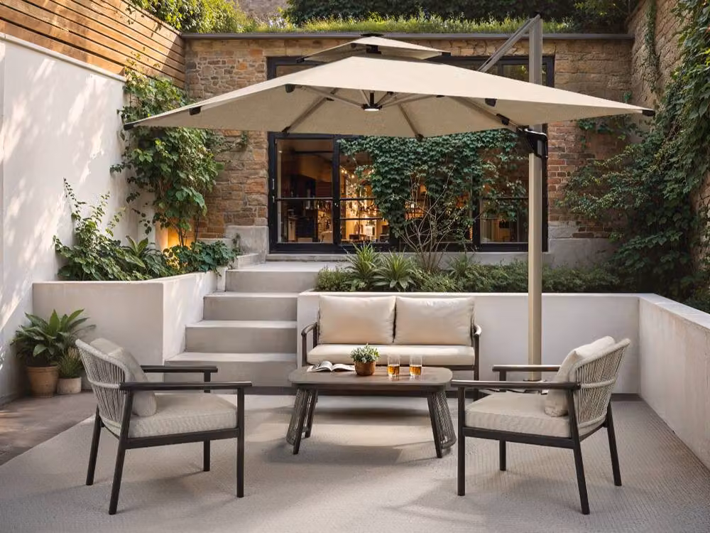 Solace+Co Kyla 4 Piece Rattan Garden Furniture Set with Coffee Table in Grey and Brown – 2