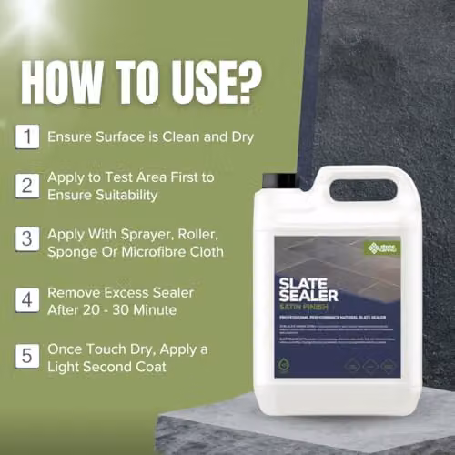 StoneCare4u Essential Satin Finish Slate Sealer, 5 l, Transparent Colour Enhancing Sealer for Natural Slate, Limestone and Sandstone – 3