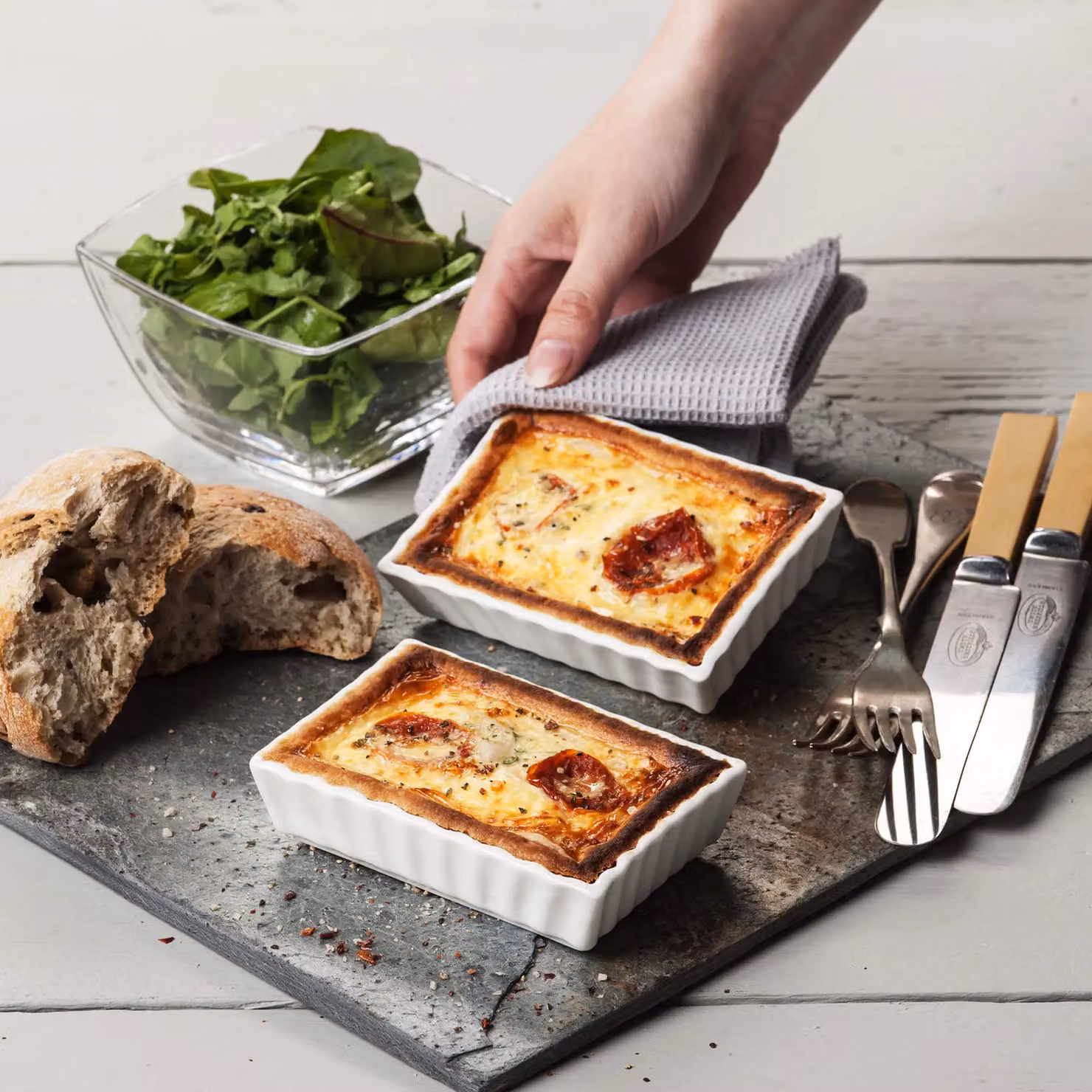 WM Bartleet & Sons White Porcelain Rectangular Ramekin Flan Dish Set of 2 – 3