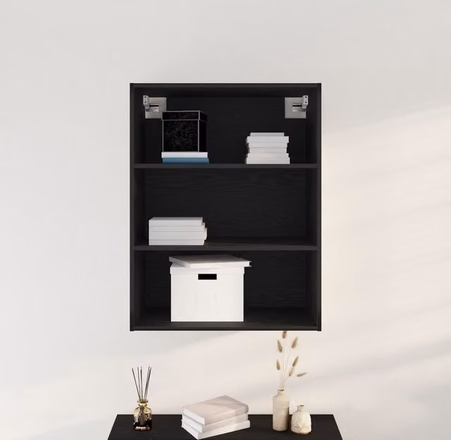 Berkfield Home Hanging Wall Cabinet Black Oak W/D/H: 69.5 x 32.5 x 90 cm – 1