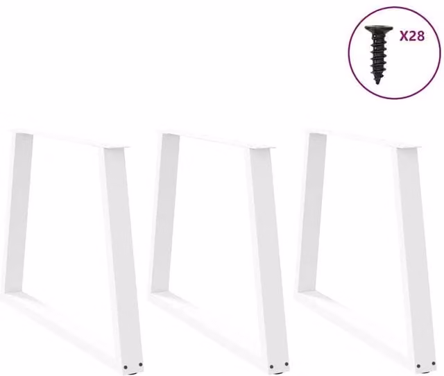 Berkfield Home Modern V-Shape Dining Table Legs, 3 Piece White Steel Set, H: 72-73.3 cm x W: 100 cm – 1