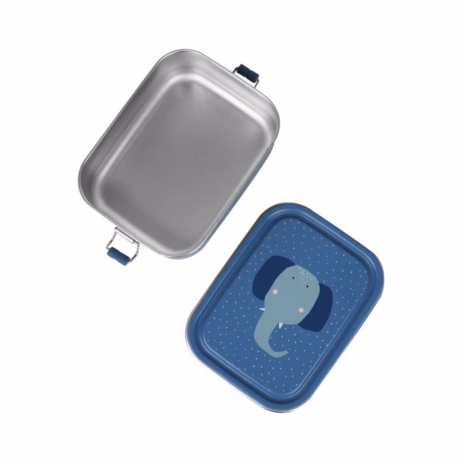 Trixie Small Mrs. Elephant Lunch Box in Blue with Stainless Steel and Silicone – 2
