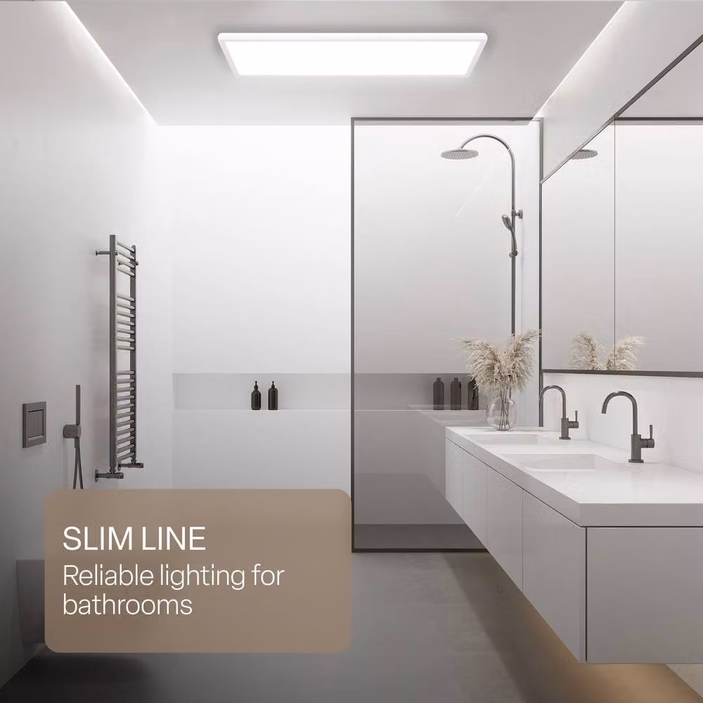 B.K.Licht White LED Slim Ceiling Panel with Remote Control, Dimmable CCT, IP44, W/D/H: 58 x 20 x 3 cm – 4