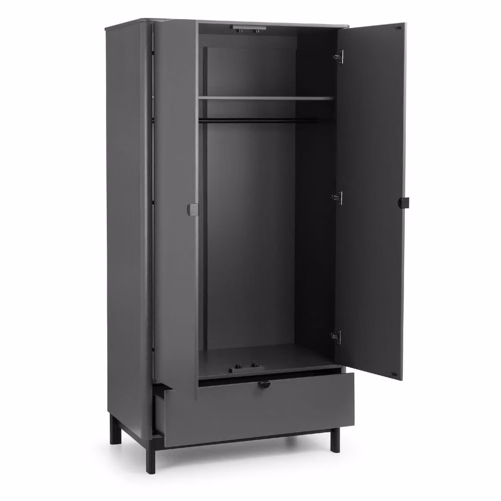 Cheshire Nova 2 Door and 1 Drawer Wardrobe in Storm Grey and Black – 2