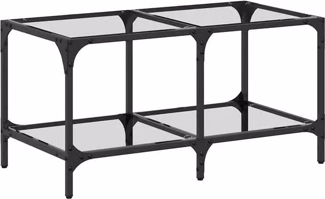 Berkfield Home Modern Rectangular Coffee Table with Transparent Glass Top and Black Steel Frame, W: 78.5 cm, D: 40 cm, H: 40 cm