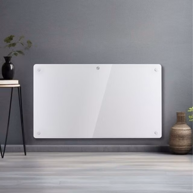 Futura 1500W Electric Glass Panel Heater, White, Wall Mounted or Freestanding