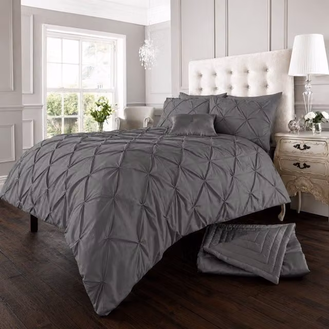 Smart Living Grey Polycotton Dotted Duvet Cover and Pillowcase Set