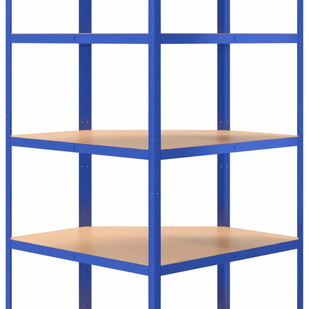 Berkfield Home 5-Layer Freestanding Corner Shelf in Blue Steel and Engineered Wood with Adjustable Shelves – 3
