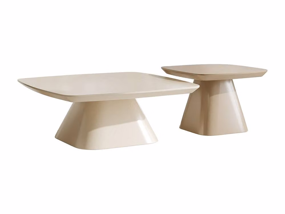 Vente-unique Nataza Set of 2 Modern MDF Coffee Tables in Beige and Lacquered Taupe – 2