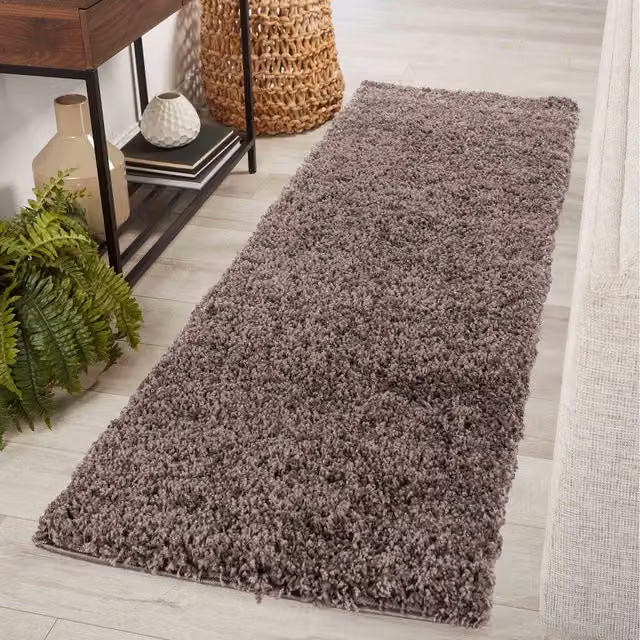 Desire Rugs Plain Fluffy Shaggy Area Rug, Brown/Grey, W/D: 60 x 220 cm