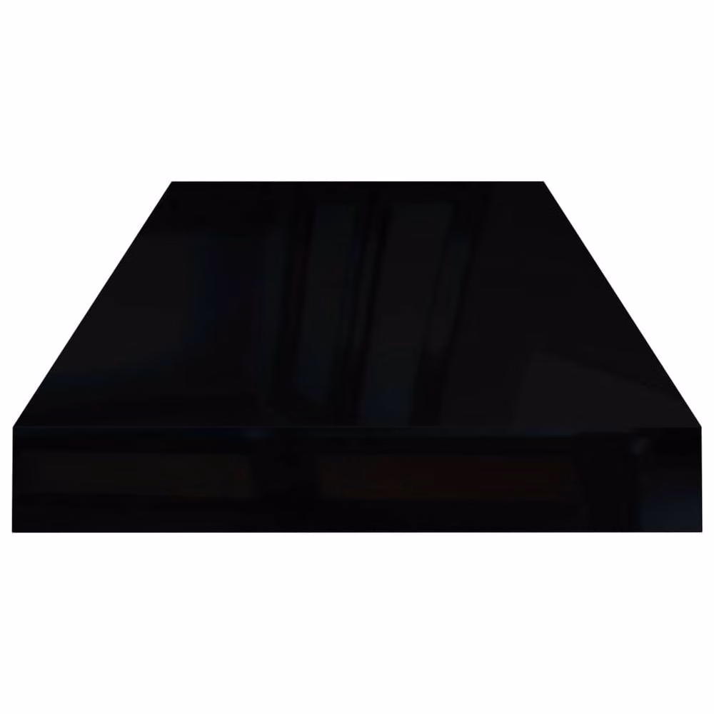 Berkfield Home Set of 4 Durable Floating Wall Shelves in High Gloss Black, W: 60 cm, D: 23.5 cm, H: 3.8 cm – 5