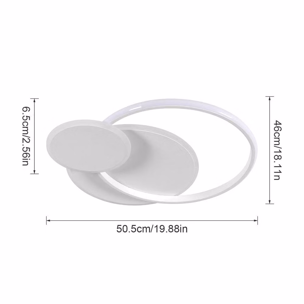 Pheashine White Round LED Ceiling Light, 38W Dimmable Flush Mount Lamp with Remote Control – 2
