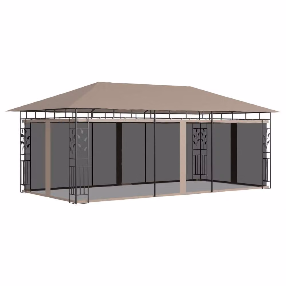 Berkfield Home Gazebo with Mosquito Net, Beige, W: 600 cm, D: 300 cm, H: 273 cm – 2