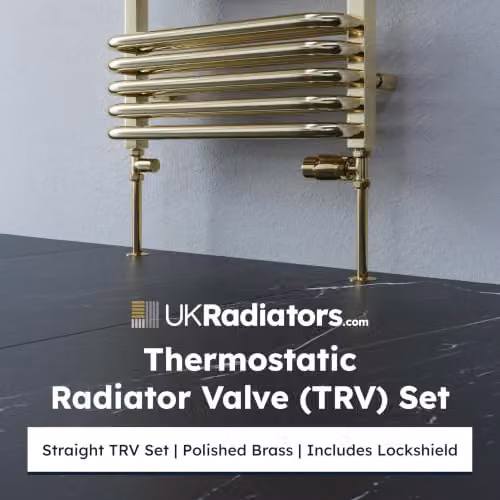UK Radiators Stirling Bold Thermostatic Radiator Valve and Lockshield Corner Set in Polished Brass – 2