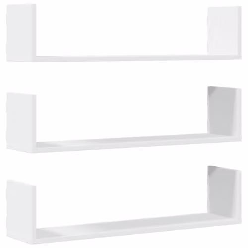 vidaXL Set of 3 White Wall-Mounted Shelves in MDF, W: 80 cm, D: 18 cm, H: 18 cm