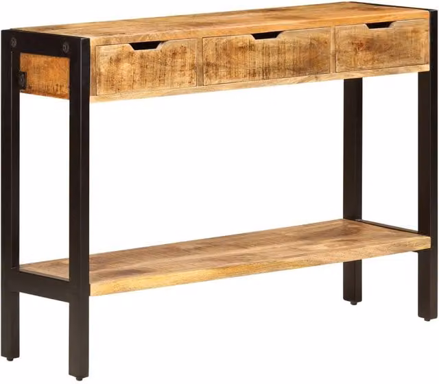 Berkfield Home Sideboard with 3 Drawers in Brown Solid Mango Wood, W/D/H: 110 x 35 x 75 cm – 1
