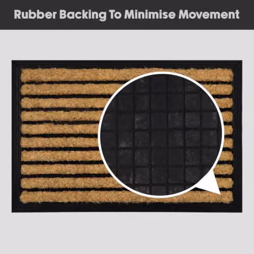 JVL Tuffscrape Coir and Rubber Backed Entrance Doormat, Brown Striped, W: 40 cm, D: 60 cm – 10