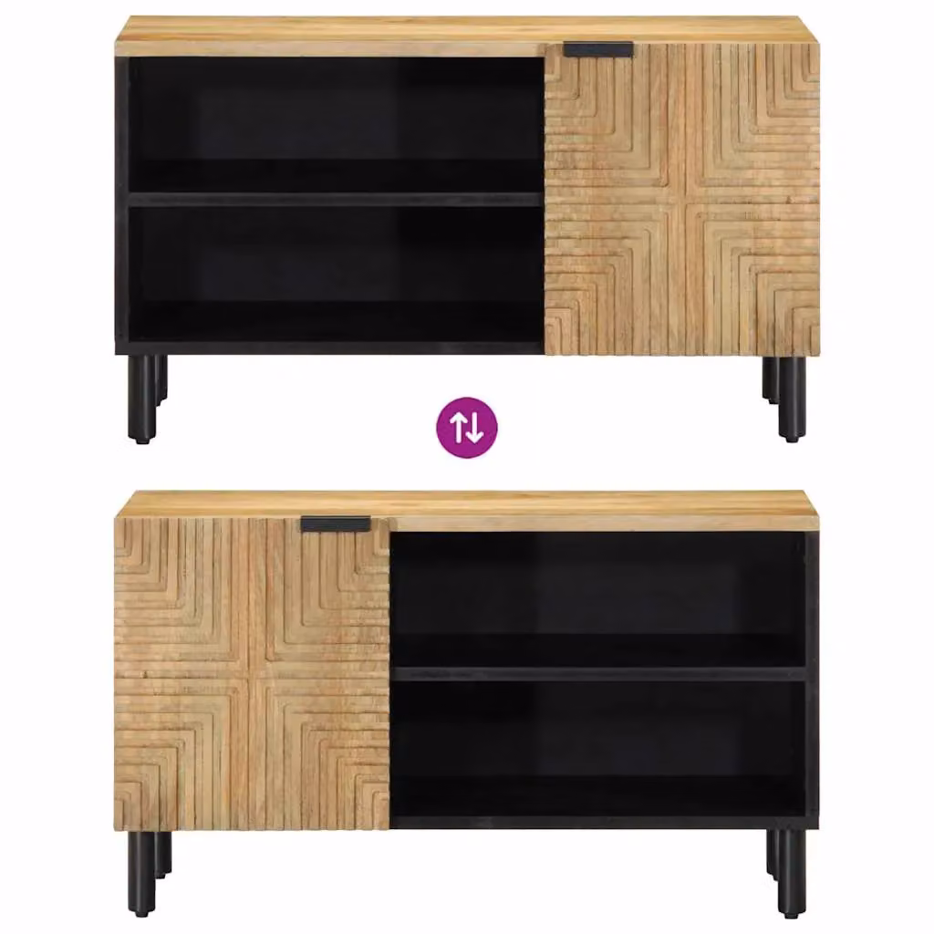 Berkfield Home Brown Mango Wood TV Cabinet W: 80 cm, D: 31.5 cm, H: 46 cm – 4