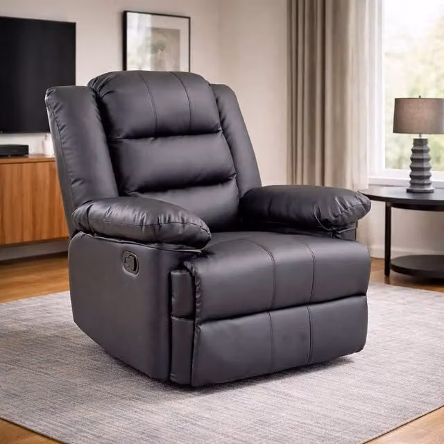 SquareBoxx Mapleton Recliner Armchair in Grey Synthetic Leather