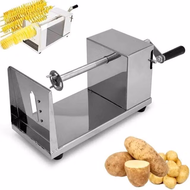 KORVIXA Silver Spiral Vegetable and Fruit Slicer with Stainless Steel Blades and Non-Slip Base – 1