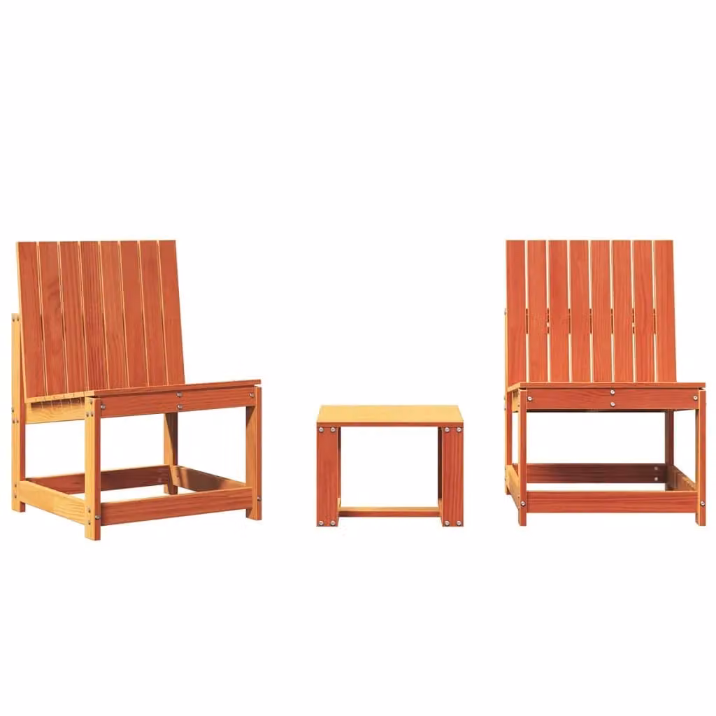 Berkfield Home 3 Piece Rustic Garden Lounge Set in Waxed Brown Solid Pine Wood – 1
